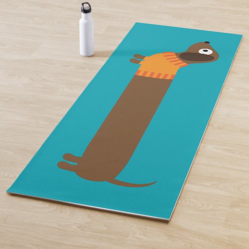 Cute Long Dachshund Illustration Yoga Mat