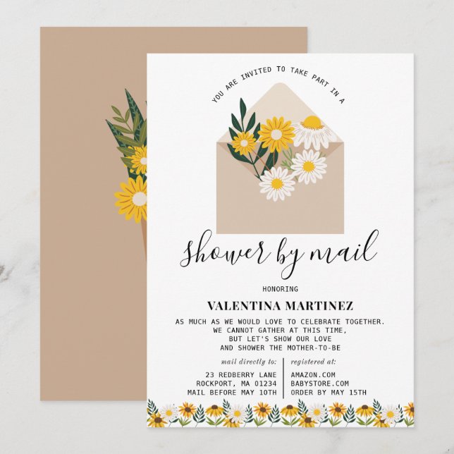 Cute Long Distance Spring Floral Baby Shower Invitation (Front/Back)