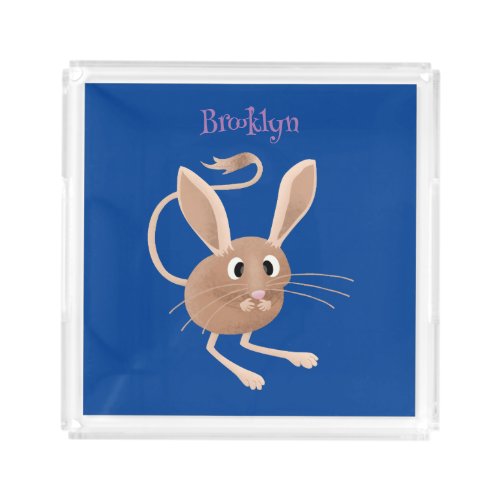 Cute long eared jerboa cartoon illustration acrylic tray