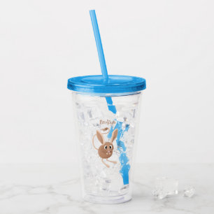 Cute long eared jerboa cartoon illustration acrylic tumbler