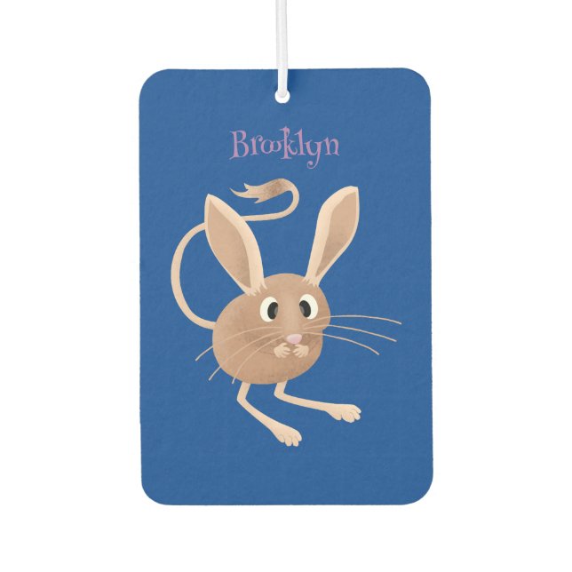 Cute long eared jerboa cartoon illustration air freshener (Front)