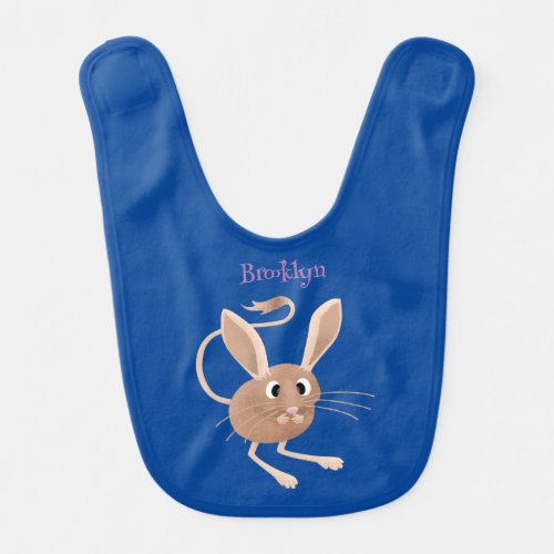 Cute long eared jerboa cartoon illustration baby bib