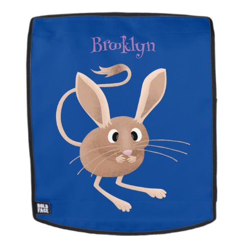 Cute long eared jerboa cartoon illustration backpack