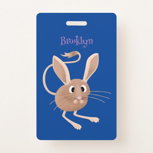 Cute long eared jerboa cartoon illustration badge