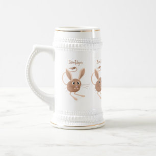 Cute long eared jerboa cartoon illustration beer stein