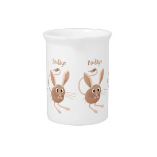 Cute long eared jerboa cartoon illustration beverage pitcher