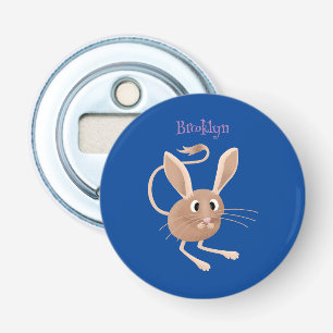 Cute long eared jerboa cartoon illustration bottle opener