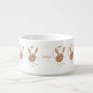 Cute long eared jerboa cartoon illustration bowl