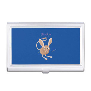 Cute long eared jerboa cartoon illustration business card case