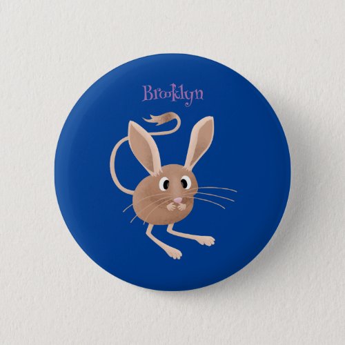 Cute long eared jerboa cartoon illustration button