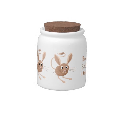 Cute long eared jerboa cartoon illustration candy jar