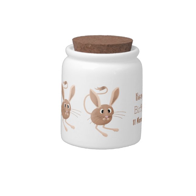 Cute long eared jerboa cartoon illustration candy jar (Left)