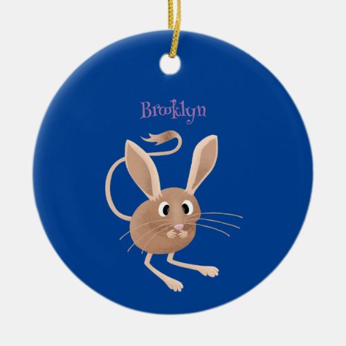 Cute long eared jerboa cartoon illustration ceramic ornament