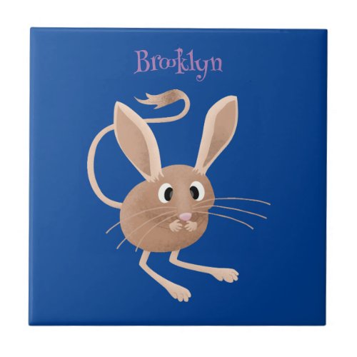 Cute long eared jerboa cartoon illustration ceramic tile