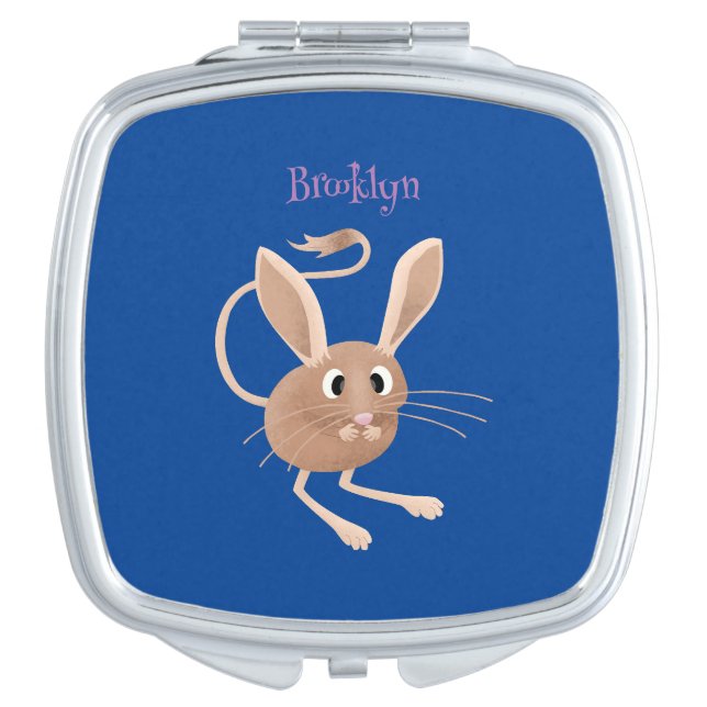 Cute long eared jerboa cartoon illustration compact mirror (Front)