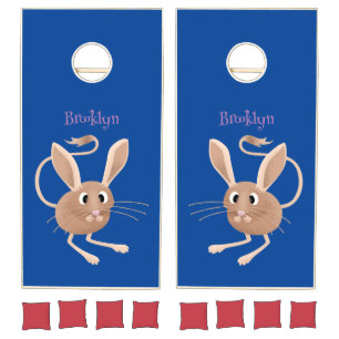 Cute long eared jerboa cartoon illustration cornhole set