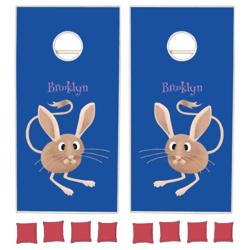 Cute long eared jerboa cartoon illustration cornhole set