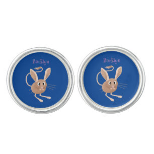 Cute long eared jerboa cartoon illustration cufflinks