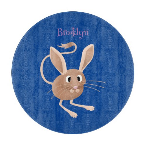 Cute long eared jerboa cartoon illustration cutting board