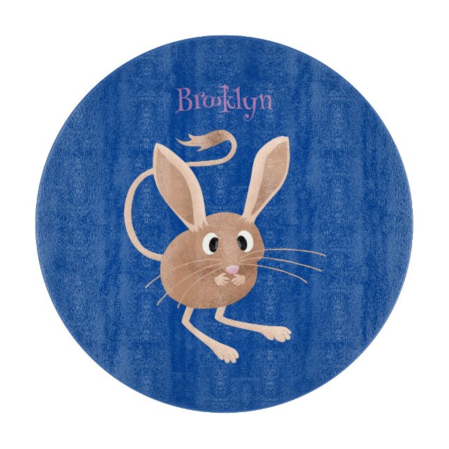 Cute long eared jerboa cartoon illustration cutting board (Front)