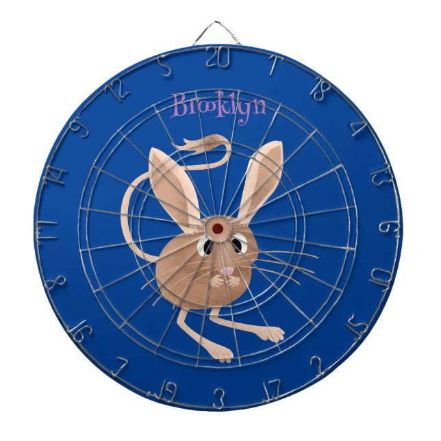 Cute long eared jerboa cartoon illustration dart board (Front)
