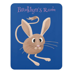 Cute long eared jerboa cartoon illustration door sign