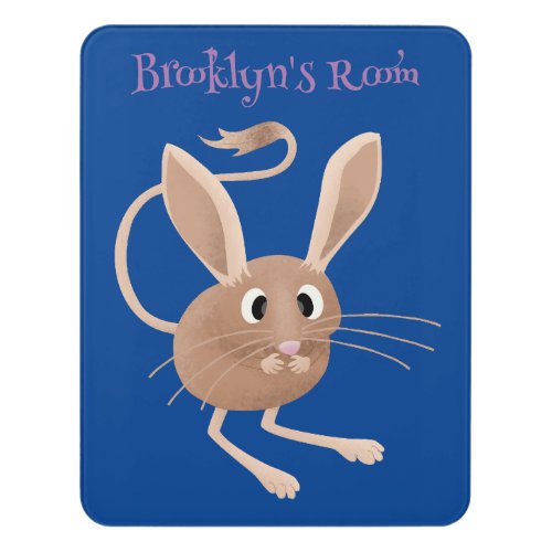 Cute long eared jerboa cartoon illustration door sign