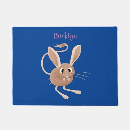 Cute long eared jerboa cartoon illustration doormat