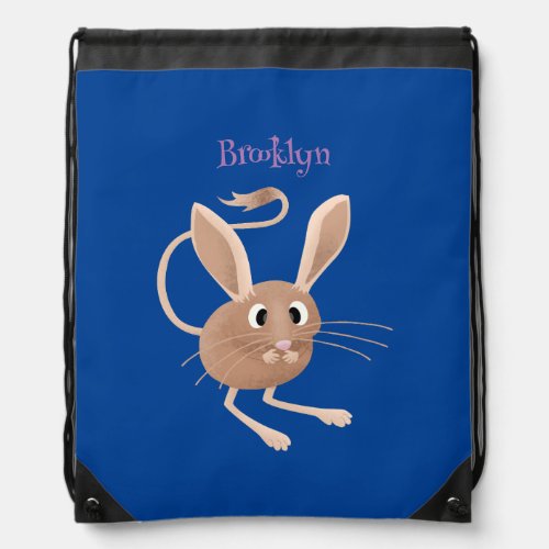 Cute long eared jerboa cartoon illustration drawstring bag