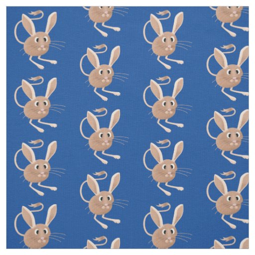 Cute long eared jerboa cartoon illustration fabric