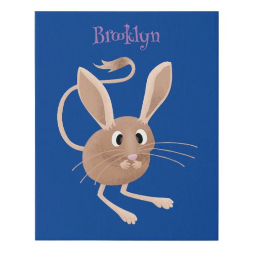 Cute long eared jerboa cartoon illustration faux canvas print