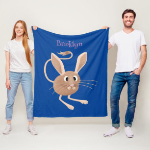 Cute long eared jerboa cartoon illustration fleece blanket