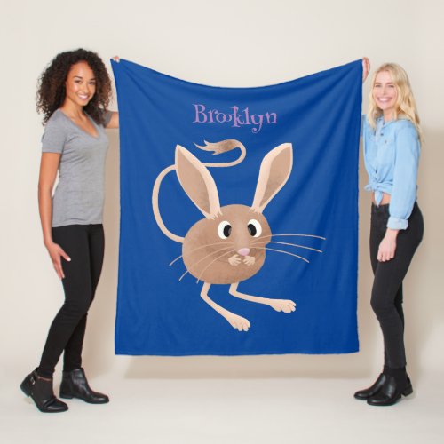 Cute long eared jerboa cartoon illustration fleece blanket