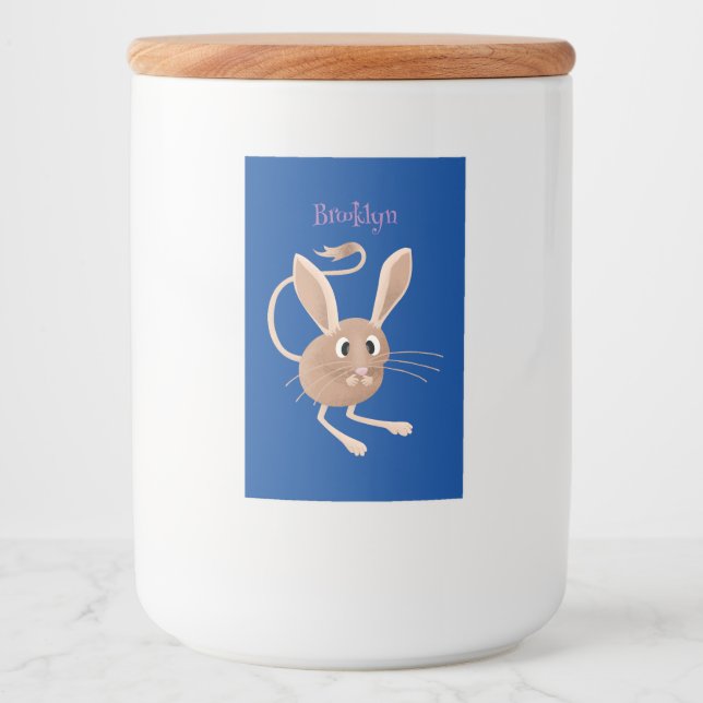 Cute long eared jerboa cartoon illustration food label (Front)