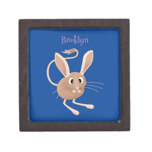 Cute long eared jerboa cartoon illustration gift box