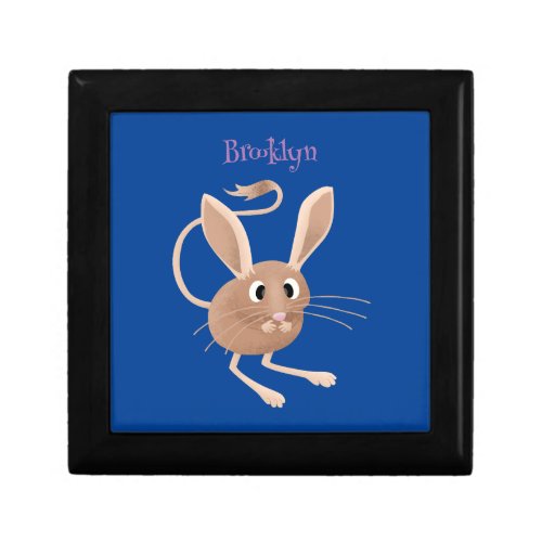 Cute long eared jerboa cartoon illustration gift box