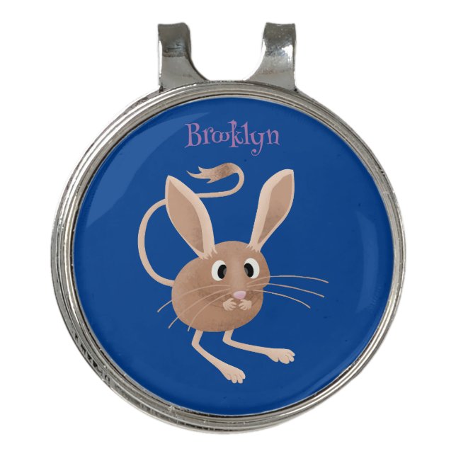 Cute long eared jerboa cartoon illustration golf hat clip (Front)