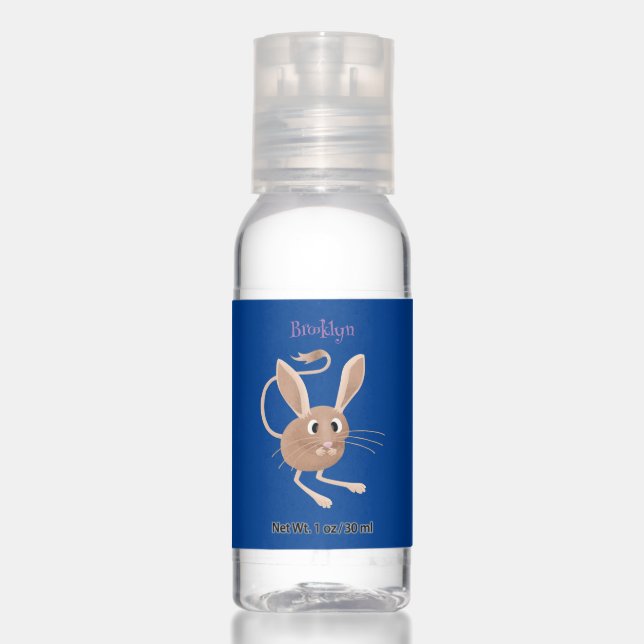 Cute long eared jerboa cartoon illustration hand sanitizer (Front)
