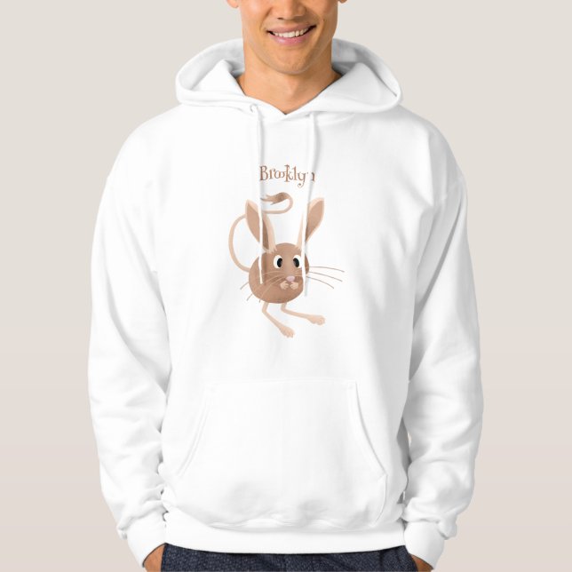 Cute long eared jerboa cartoon illustration hoodie (Front)