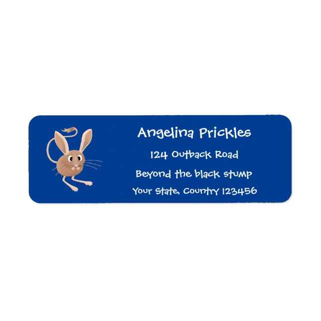 Cute long eared jerboa cartoon illustration label (Front)