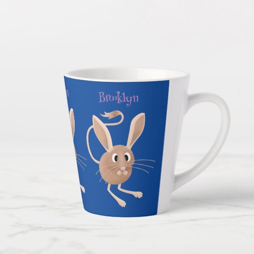Cute long eared jerboa cartoon illustration latte mug