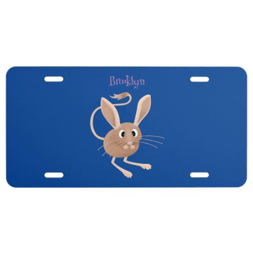 Cute long eared jerboa cartoon illustration license plate