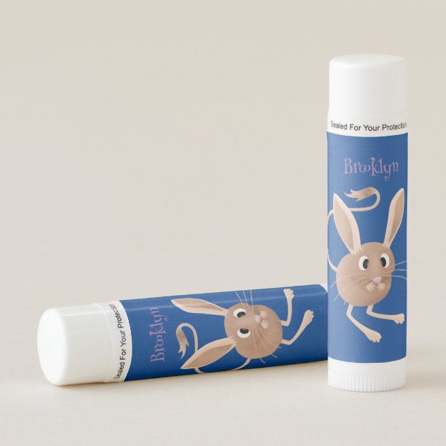 Cute long eared jerboa cartoon illustration lip balm (Front)