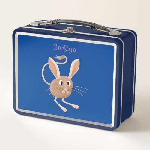 Cute long eared jerboa cartoon illustration metal lunch box