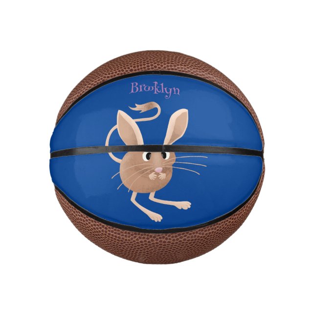 Cute long eared jerboa cartoon illustration mini basketball (Front)