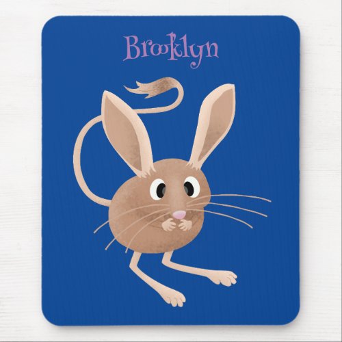 Cute long eared jerboa cartoon illustration mouse pad