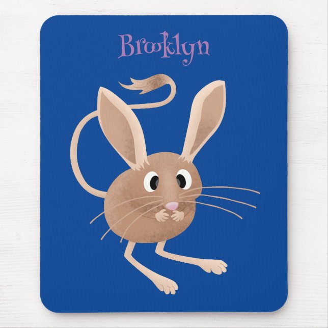 Cute long eared jerboa cartoon illustration mouse pad (Front)