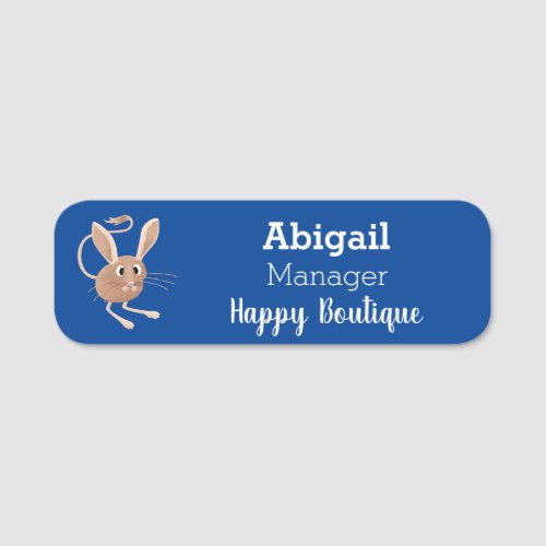 Cute long eared jerboa cartoon illustration name tag