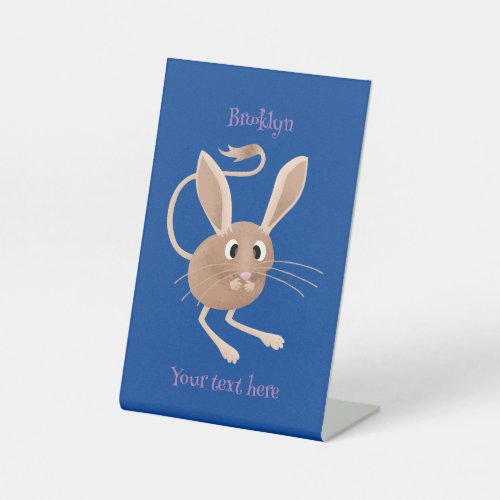 Cute long eared jerboa cartoon illustration pedestal sign