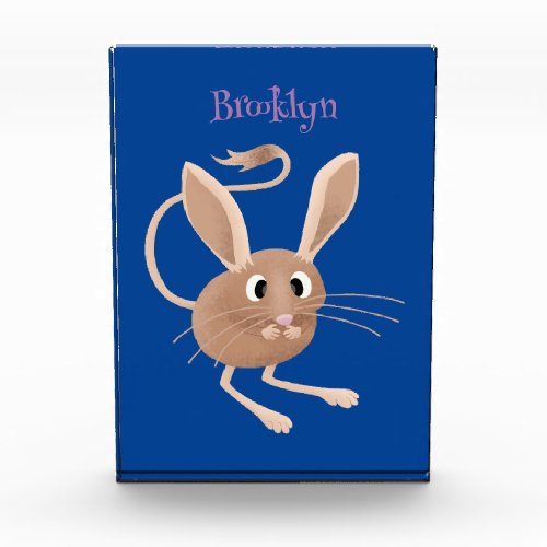 Cute long eared jerboa cartoon illustration photo block